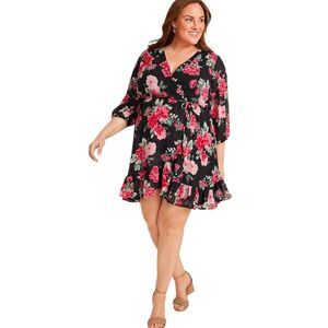 Maurices Floral Plus Size Wrap Skater Dress Size 2x